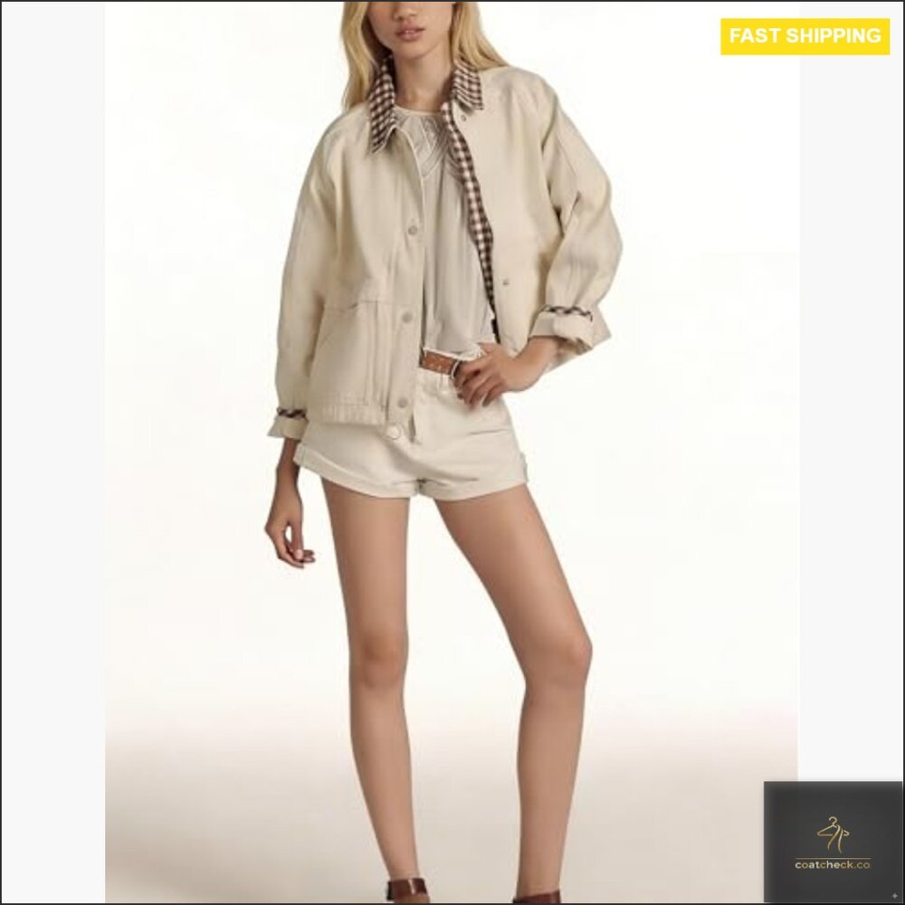 Cropped Plaid Bomber Jacket Windproof Cotton Casu… - image 3